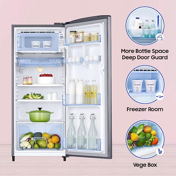 Samsung 183 L 3 Star Digital Inverter Direct Cool Single Door Refrigerator (RR20C1723S8/HL, Silver, Elegant Inox 2023 Model) Samsung 183 L 3 Star Digital Inverter Direct Cool Single Door Refrigerator (RR20C1723S8/HL, Silver, Elegant Inox 2023 Model)